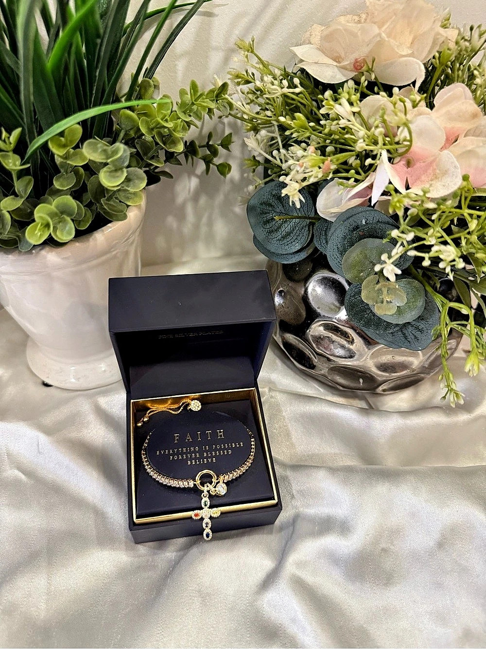Brilliance Faith Cross Necklace Gold Multicolor Pendant Necklace NWT